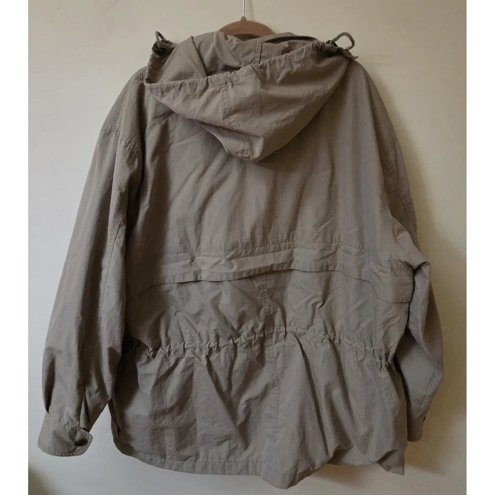 Vtg Woolrich Jacket Mens 2XL Tall Tan Zip Lined Chore Coat Jacket Hood